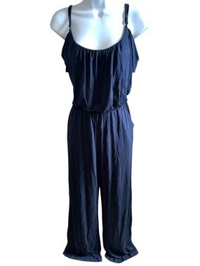 Women’s Kaileigh Blue Cold Shoulder Jumpsuit - M